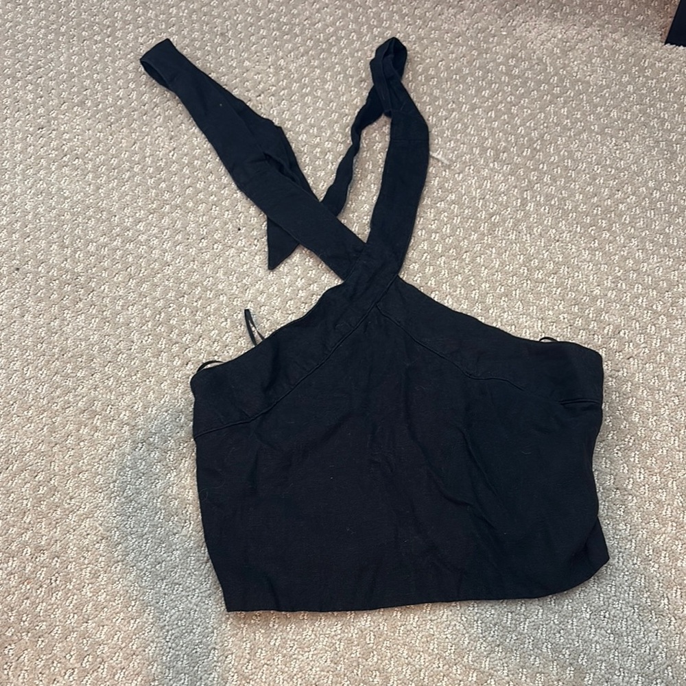 Abercrombie & Fitch Black Bustier Tie Tank Top